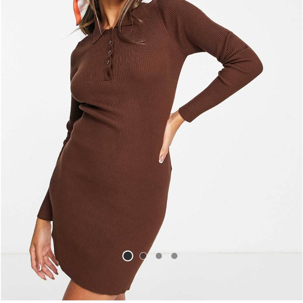 Knit brown mini dress